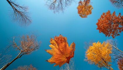 Autumn Leaves On A Blue Background Seasonal Nature Fall Aesthetic Concept Autumn Wallpaper