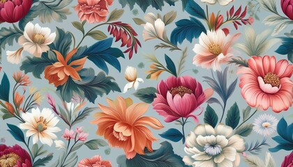 Painterly Floral Garden Seamless Pattern Classic Botanical Vector Design For Home And Fashion