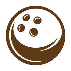 Fototapeta premium Brown stylized coconut fruit illustration showcasing a simple minimalistic vintage art design