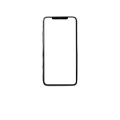Isolated smartphone with a blank white screen on a black background for product mockups and presentations