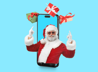 Portrait of cool Santa Claus on white background