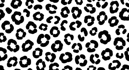 Seamless Black and White Leopard Print Vector Pattern Background