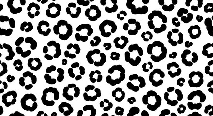 Seamless Black and White Leopard Print Vector Pattern Background