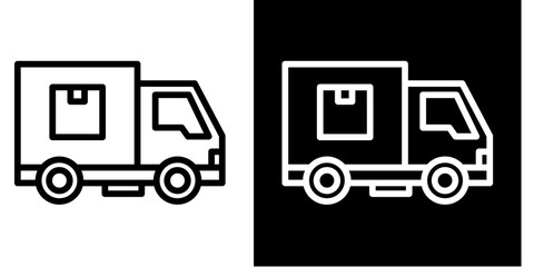 Delivery Truck  Icon Set White Style Collection
