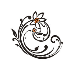 Elegant floral flourish with delicate orange blossoms for decorative designs