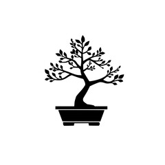 Elegant bonsai tree silhouette inspires tranquility and natural beauty for decor