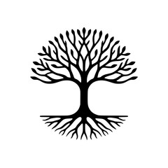 Stylized black tree silhouette symbolizing growth and heritage