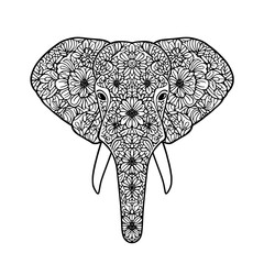 Intricate floral elephant mandala design offers serene, detailed artistic expression