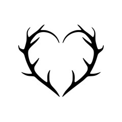 Unique deer antler heart shape symbol for nature love and wild spirit