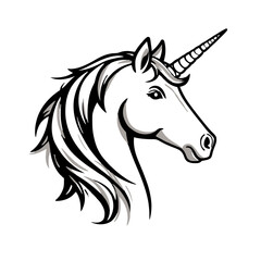 Majestic unicorn head profile conveying fantasy and strength with elegant horn