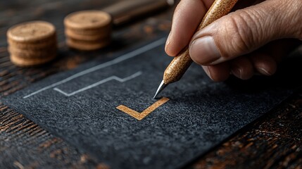 Professional Marking Checkmark Performance List After Successful Target Completion and Assessment