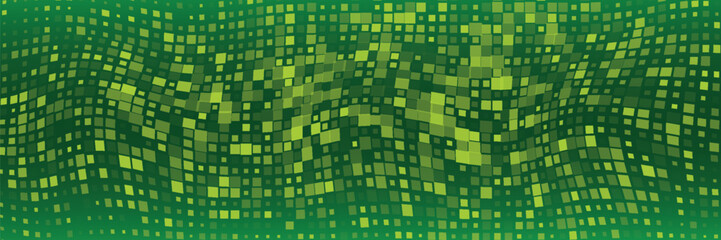 Abstract background of small circles or pixels of different sizes in green colors