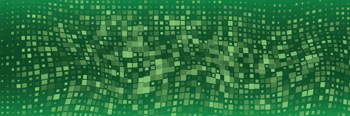 Abstract background of small circles or pixels of different sizes in green colors