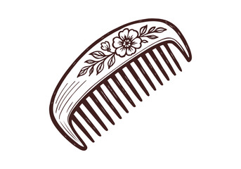 Hair Comb hand drawn simple sketch vector illustration