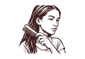 Hair Comb hand drawn simple sketch vector illustration