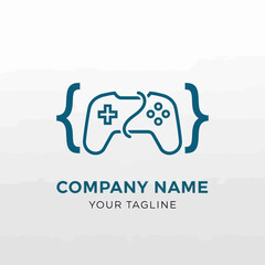 Gaming Controller with Code Brackets Logo Design.