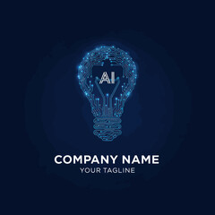 Artificial Intelligence Lightbulb Logo Concept.