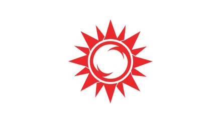 Abstract red sun symbol on white background for design elements