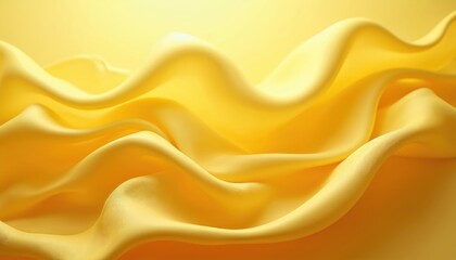 Fototapeta premium Abstract yellow fabric waves create a smooth, flowing, three dimensional texture. Light illuminates vibrant curves for modern art backgrounds and luxurious design elements.