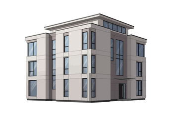 Fototapeta premium Architectural Elevation Modern Building with Clean Lines