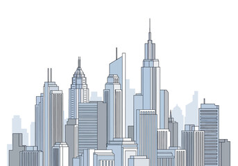 Modern Cityscape Architectural Blueprints of Urban Skyline Buildings