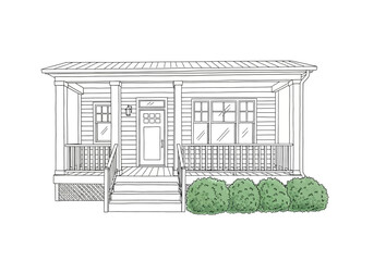 Charming Bungalow Illustration A Cozy Home with a Welcoming Porch