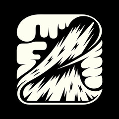 An intriguing emblem showcases an abstract design with sharp, jagged lines, set against a stark black backdrop, evoking a sense of energy, dynamism, and modern aesthetics