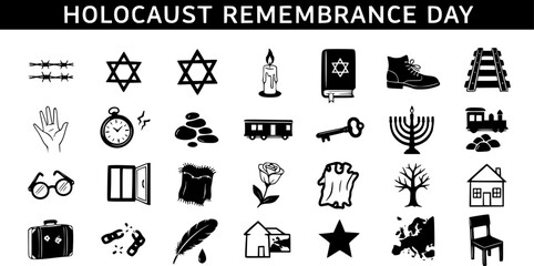 Holocaust Remembrance Day Symbols of Memory and Loss - Illustration