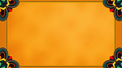 Vibrant orange frame with ornate floral corners, creating a warm and inviting border for cultural events, festive announcements, or artistic displays with a touch of tradition