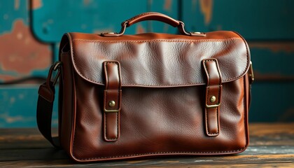 Artisan-crafted leather satchel, richly textured, vintage-inspired,   aged leather,   leather bag