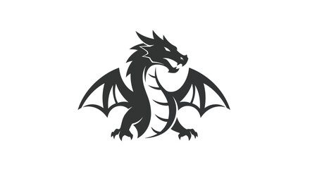 Stylized black dragon illustration isolated on white background symbol