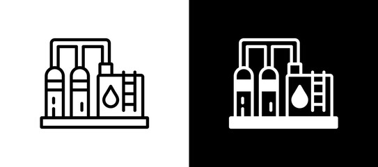Oil Refinery whiteblack icon