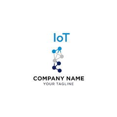 IoT Company Logo with Connected Dots Network Design.