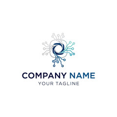 Obraz premium Abstract Tech Logo with Circular Design and Circuit Board Elements for Modern Businesses.