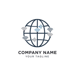 Global Network Connection Symbol with Wi-Fi Signals.