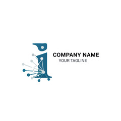 Abstract letter I logo with connected dots and lines representing technology and networking.