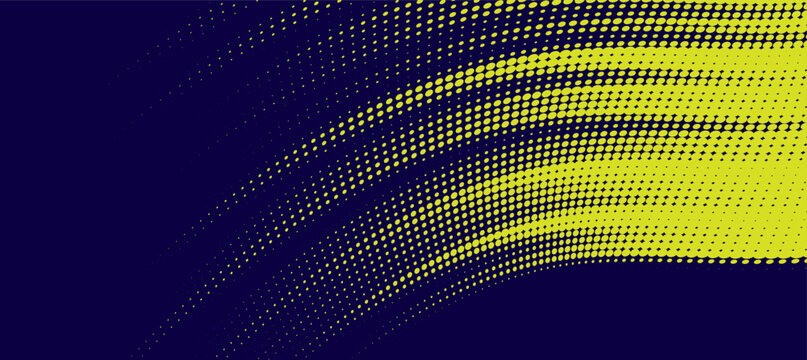 Abstract speed lines style yellow color halftone banner design template.