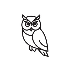Obraz premium Owl Bird Line Icon Wildlife Nature Symbol Smart Knowledge Graphic