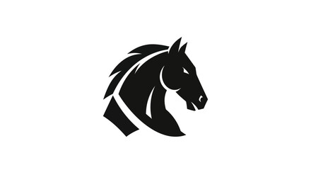 Black horse head silhouette against white background graphic