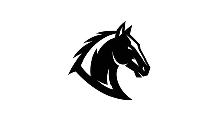 Black horse head silhouette against white background vector illustration