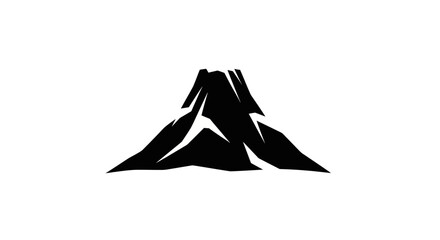 Black mountain silhouette on white background for design element or logo