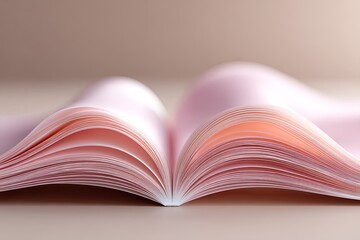 Macro Shot Of Open Book Pages Curled In Artistic Shape With Soft Lighting And A Light Brown Background Evoking A Sense Of Openness And Knowledge