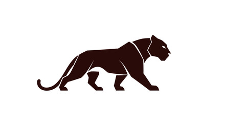 Black panther silhouette walking vector illustration on white background