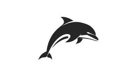 Black silhouette of a dolphin leaping against a white background vector
