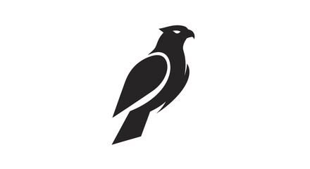 Black silhouette of a majestic hawk elegant vector illustration on white