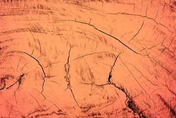 texture of the old wood - Bright Orange Wood Texture Background with Deep Cracks and Grunge Effect