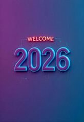 Welcome 2026 with this vibrant design! A great visual for greeting the new year, announcing events, or promoting futuristic tech. Add a modern touch!