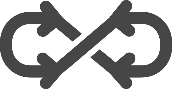 Interconnected loop arrows symbol sign representing infinity connection cycle renewal repetition process repetition symbol icon vector