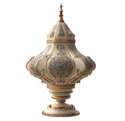 Ornate decorative lamp with intricate patterns isolated on transparent background, showcasing a blend of traditional and modern design