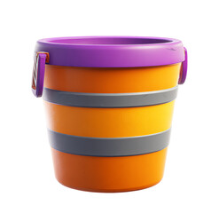 Orange bucket with purple trim isolated on transparent background, a versatile container for various purposes and storage needs